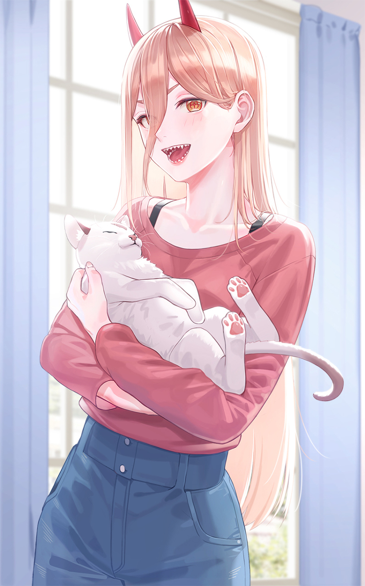 This is a pixiv picture whose title is パワー&ニャコ.
