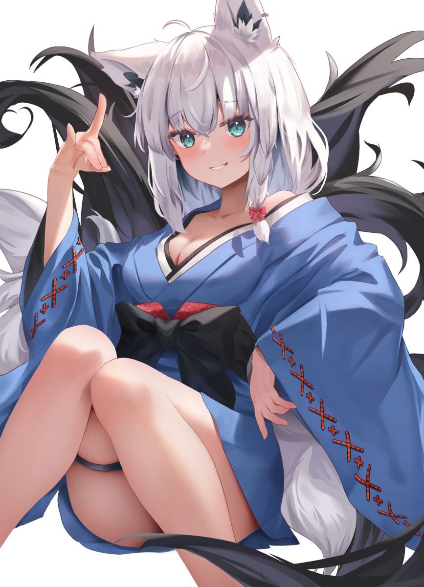 This is a pixiv picture whose title is 九尾の白上.