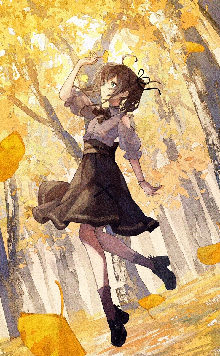 This is a pixiv picture whose title is 黄色.