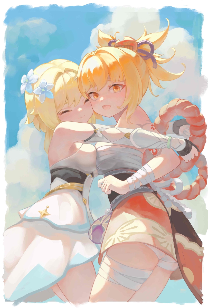 This is a pixiv picture whose title is 宵宫和爷.