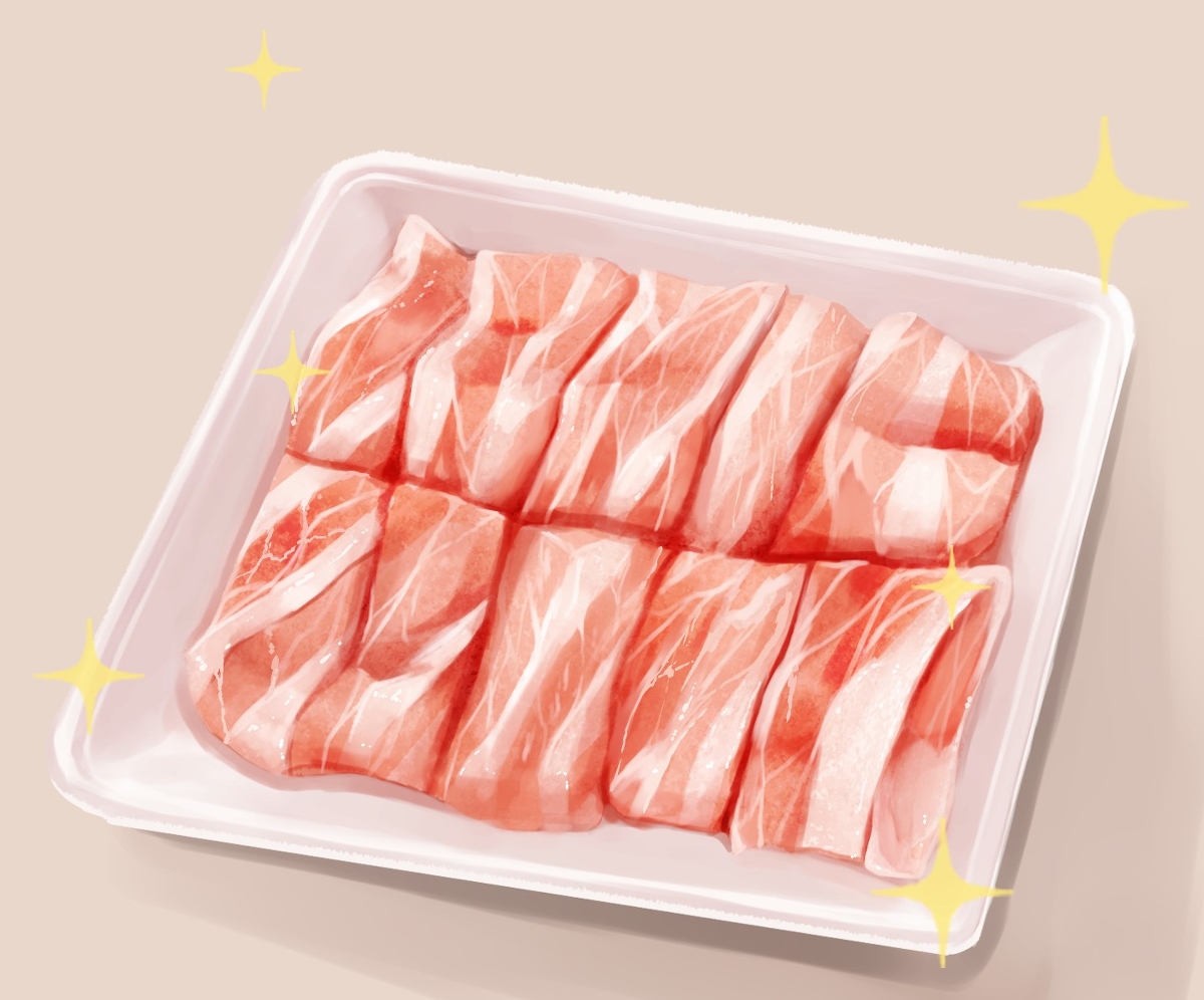 This is a pixiv picture whose title is 豚バラ肉.