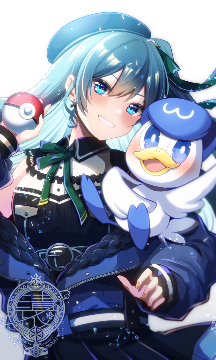 This is a pixiv picture whose title is すいちゃん×クワッスちゃん.