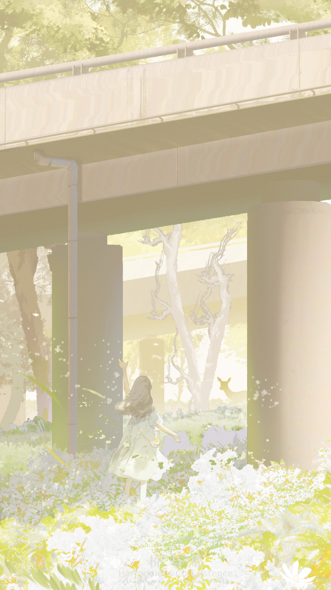 This is a pixiv picture whose title is 《 Bridge and Deer 》.