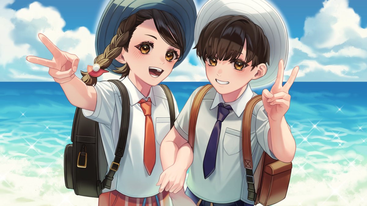 This is a pixiv picture whose title is Scarlet&Violet.