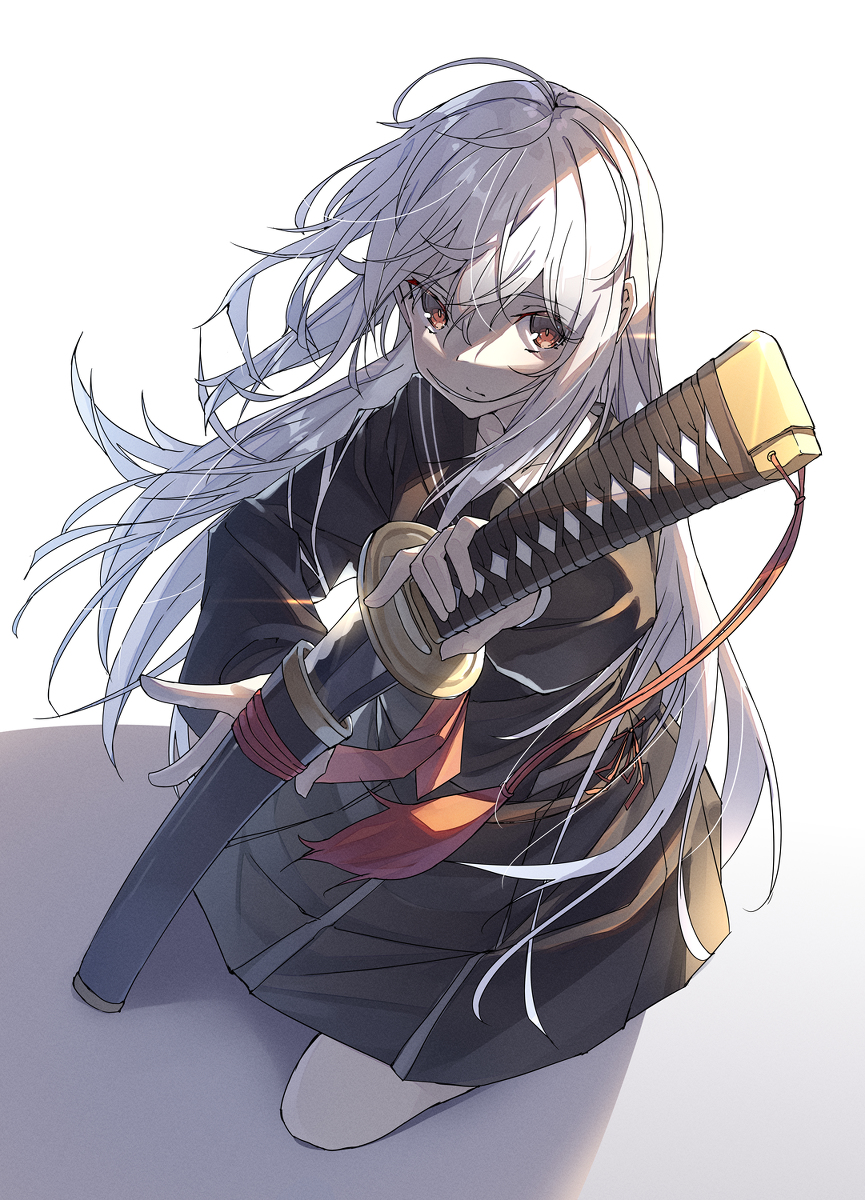 This is a pixiv picture whose title is 黒セーラー刀.