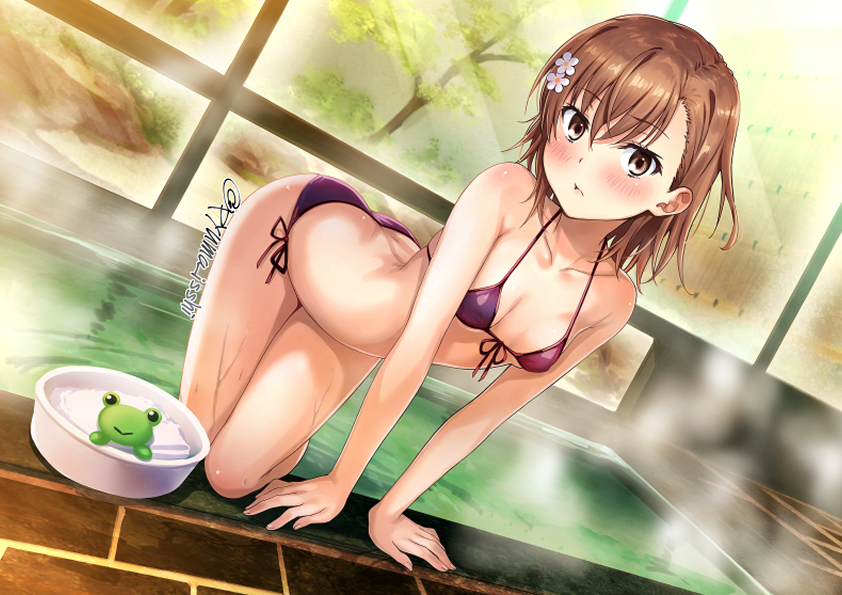 This is a pixiv picture whose title is 美琴と温泉入る.