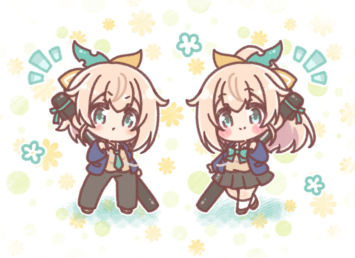 This is a pixiv picture whose title is 風真くんといろはちゃん🍃.