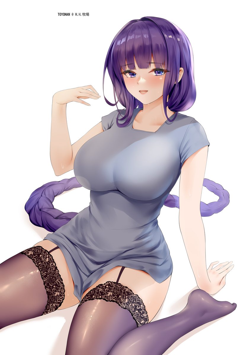 This is a pixiv picture whose title is 雷電将軍の休日.