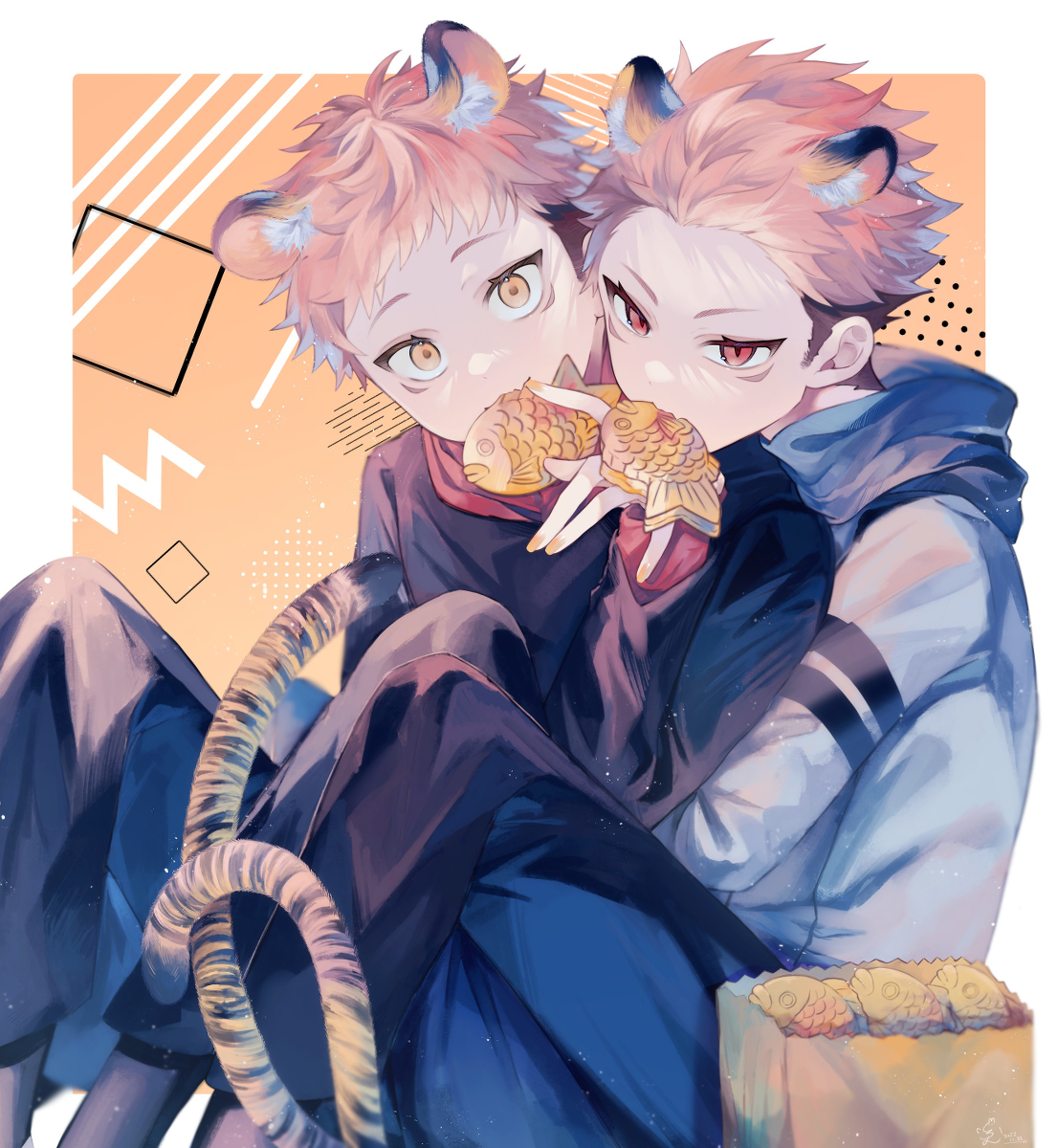 This is a pixiv picture whose title is 宿虎双子🐯.