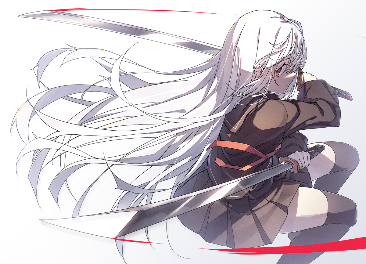 This is a pixiv picture whose title is 二刀黒セーラー.