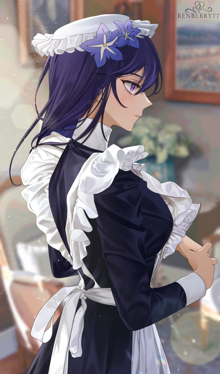 This is a pixiv picture whose title is Maid Raiden.