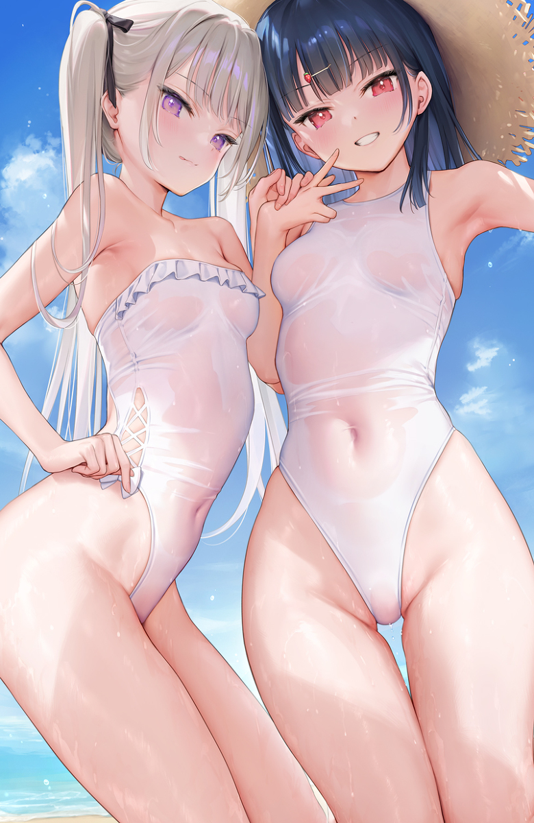 This is a pixiv picture whose title is 透けおなか.