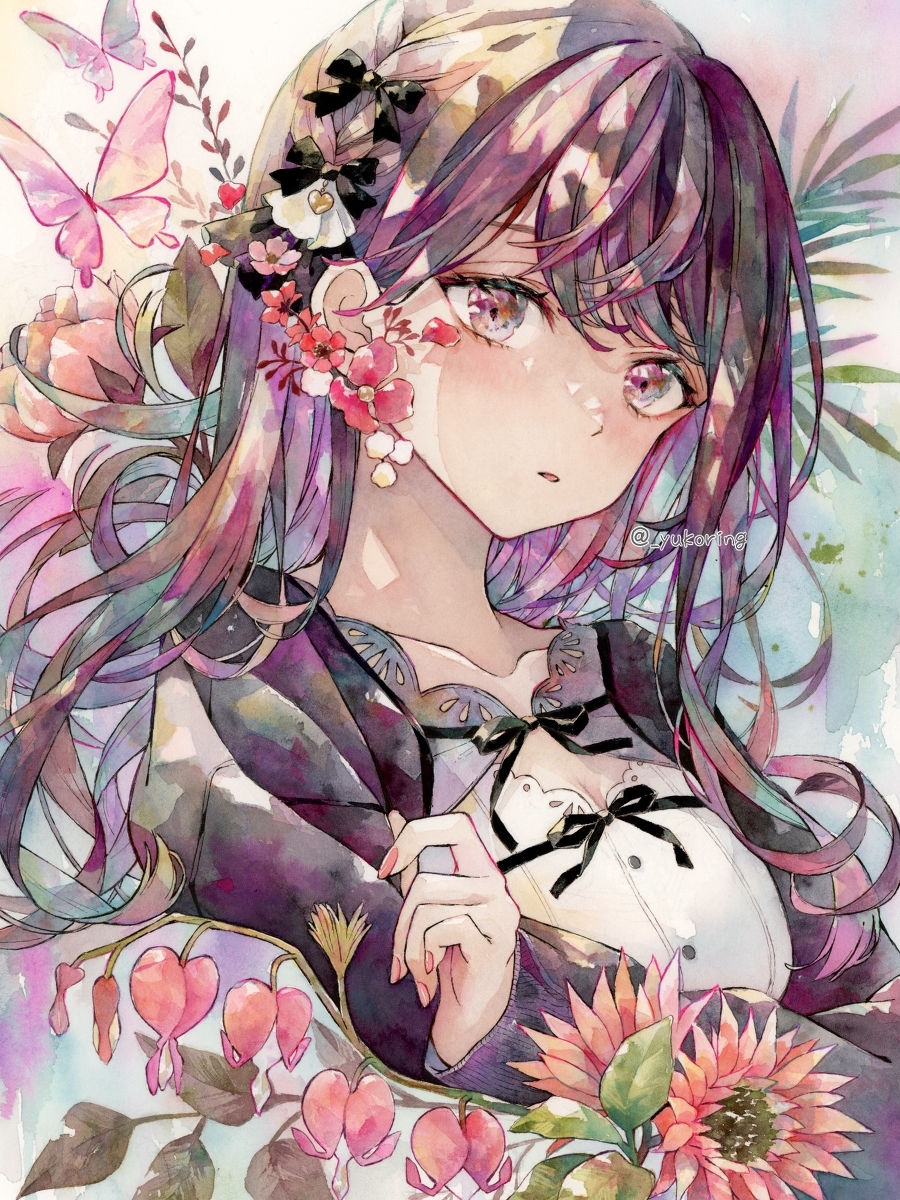 This is a pixiv picture whose title is 透明水彩＊ケマンソウ.