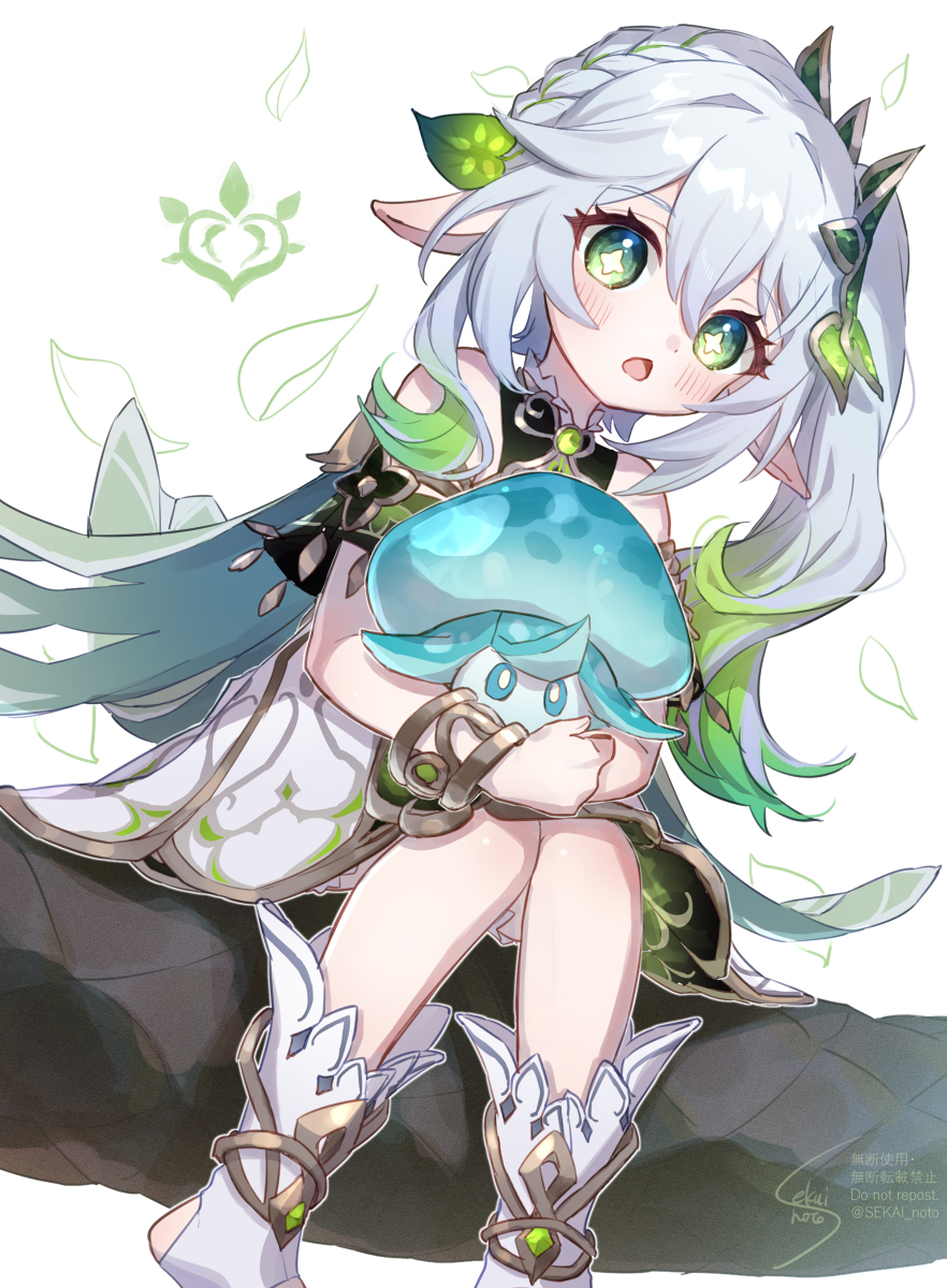 This is a pixiv picture whose title is ナヒーダちゃんと水キノコン.