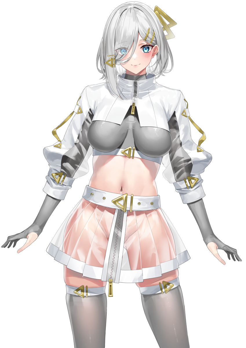 This is a pixiv picture whose title is 青目娘　透けスカート.