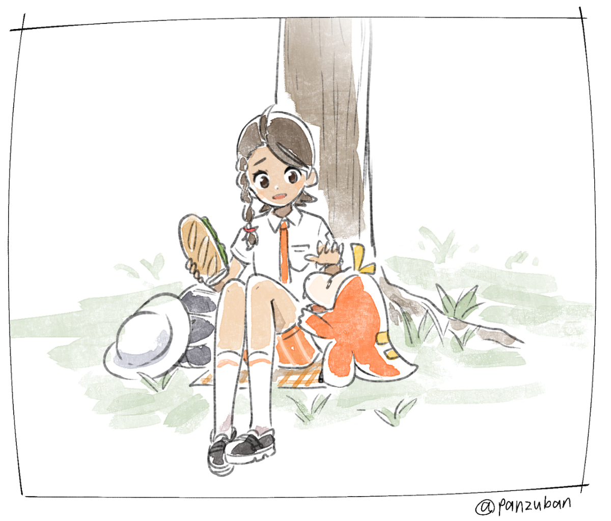 This is a pixiv picture whose title is はいはい半分こね.