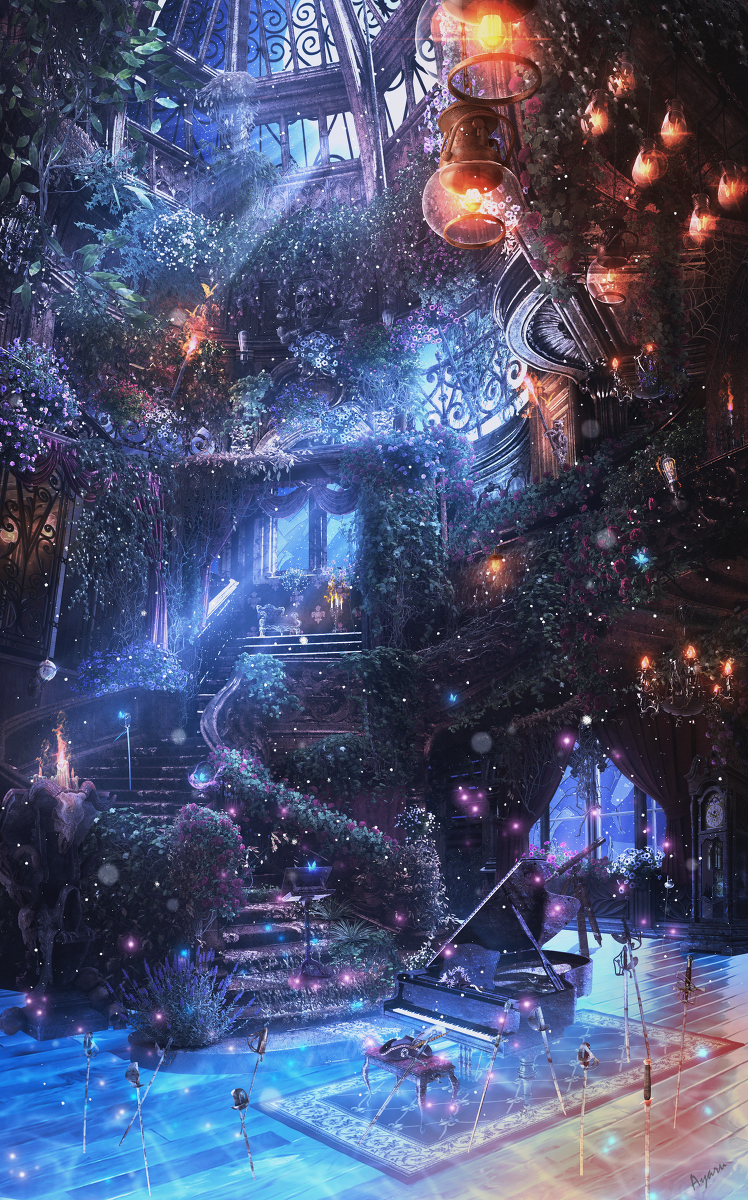 This is a pixiv picture whose title is ｢十三階は月光」.