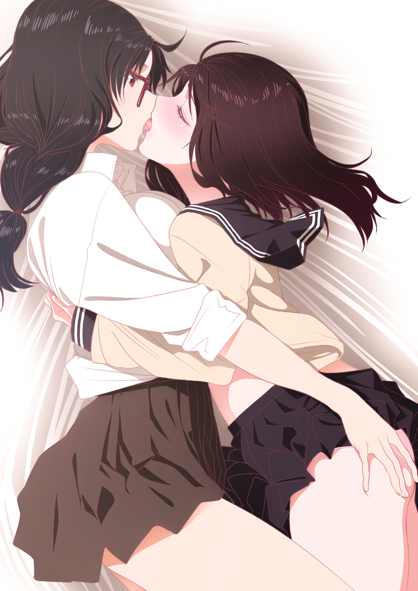 This is a pixiv picture whose title is ミドリとユリのキス.