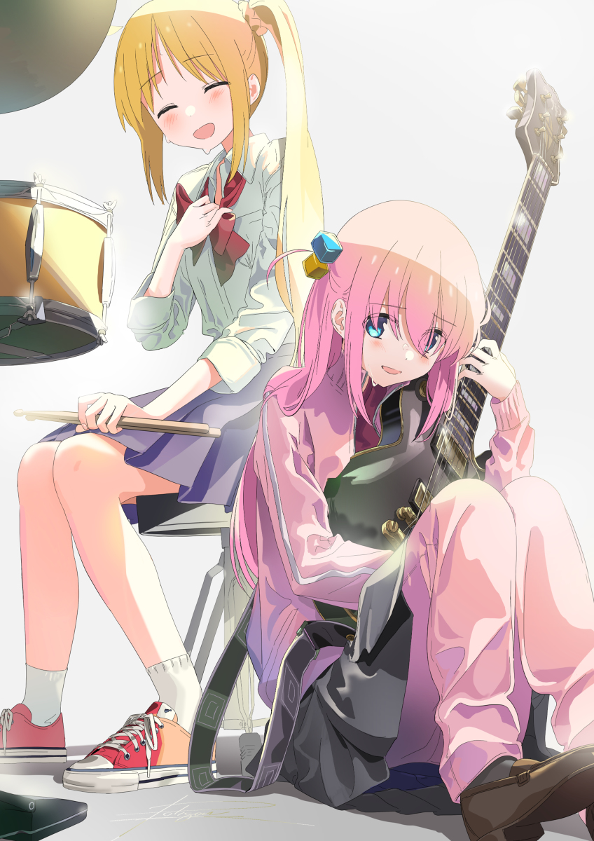This is a pixiv picture whose title is にじかちゃんとぼっちちゃん並べて描きたかっただけな絵。.