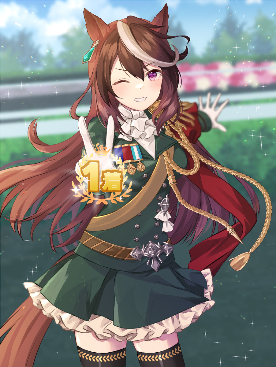 This is a pixiv picture whose title is ホップステップ大勝利ブイブイをやる会長.