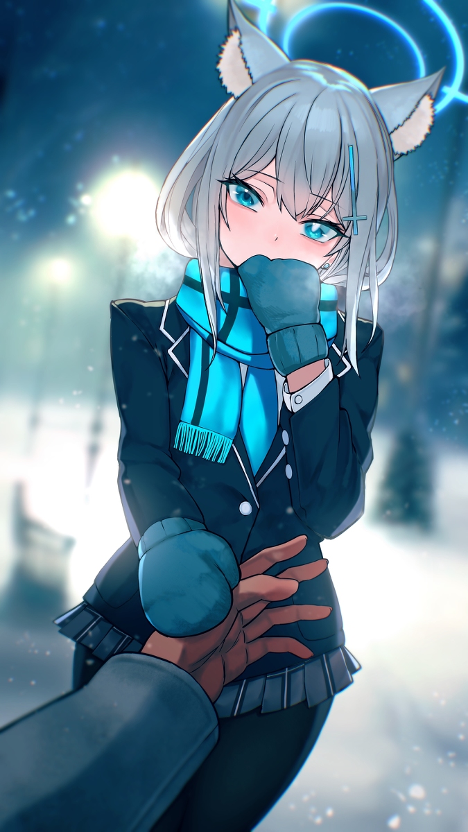 This is a pixiv picture whose title is 寒そうだし…手、繋ご？.