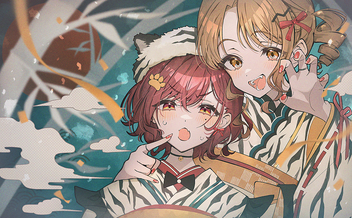 This is a pixiv picture whose title is 雛菜と円香🐯🖤.