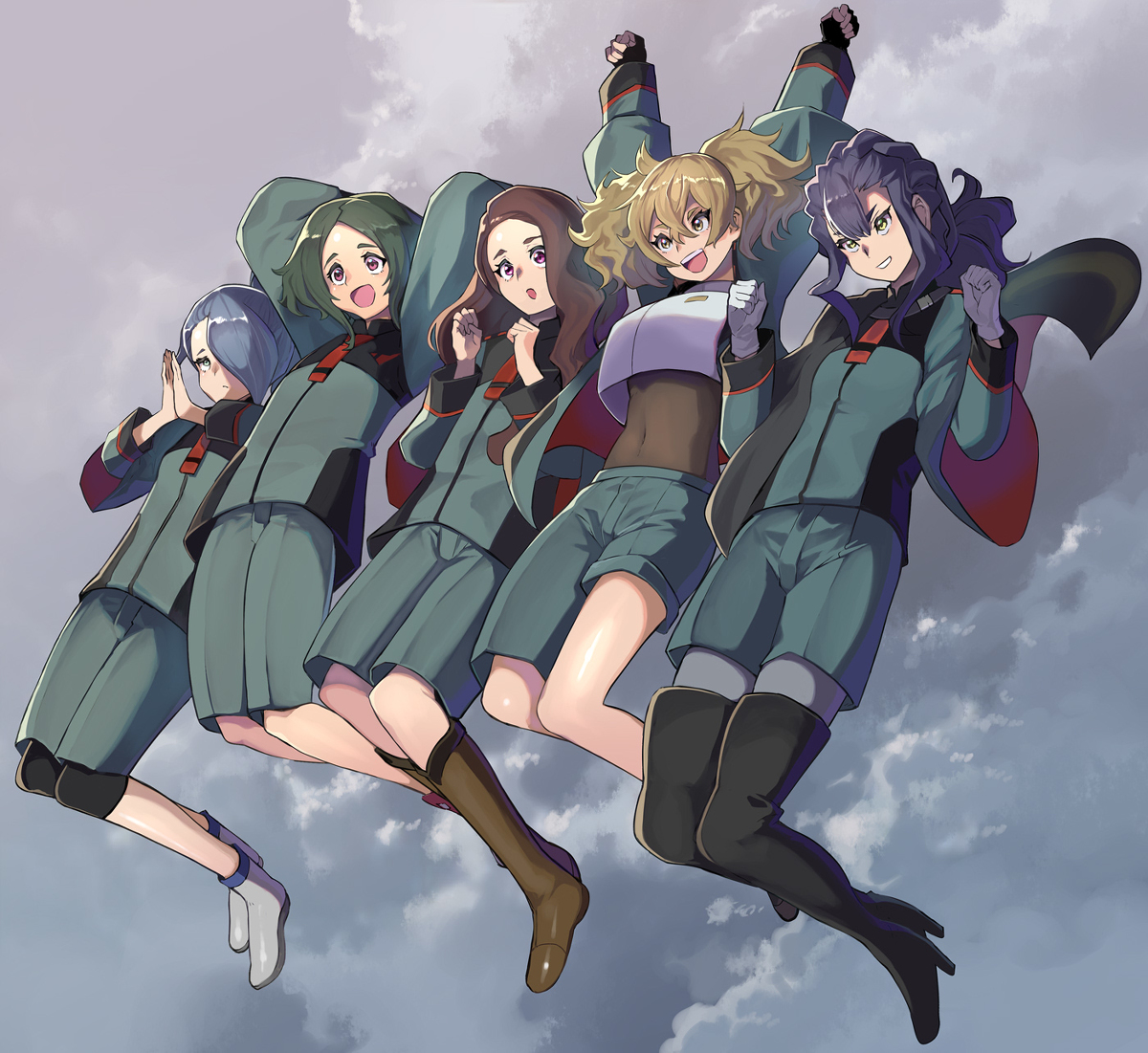 This is a pixiv picture whose title is シャディク隊ジャンプ！.
