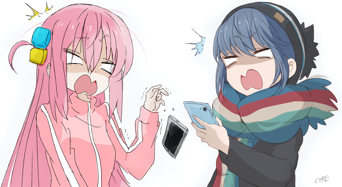 This is a pixiv picture whose title is 超うろたえるぼっちちゃんと志摩リンちゃん.