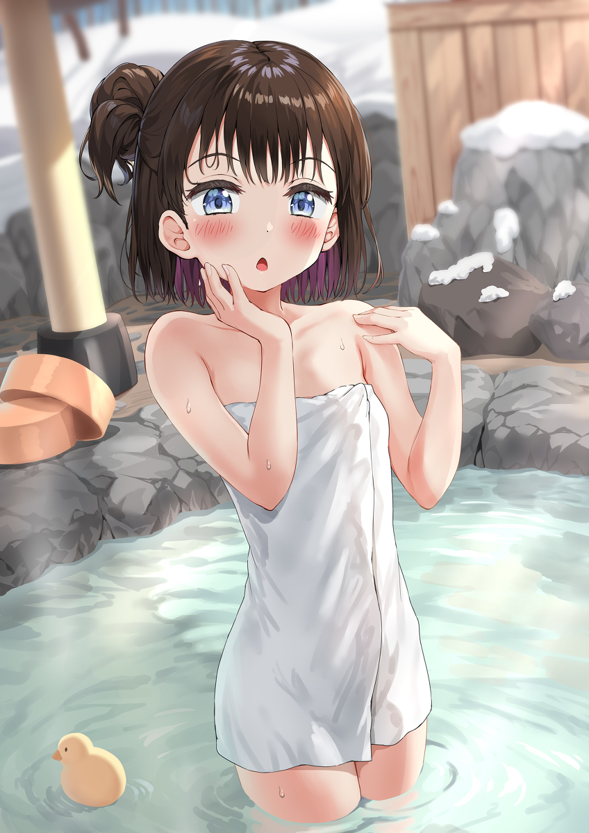 This is a pixiv picture whose title is 【告知】MGC　温泉と少女.