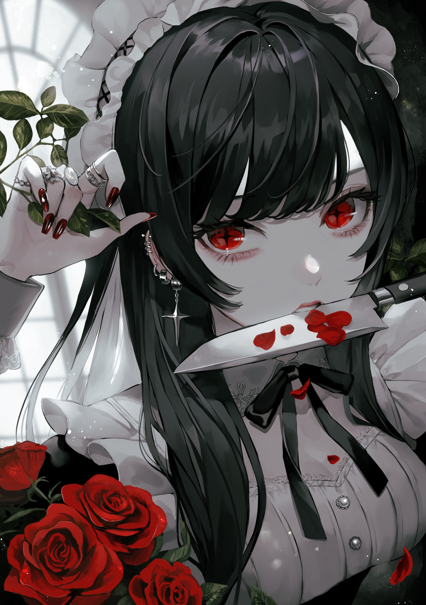 This is a pixiv picture whose title is 🔪🌹.
