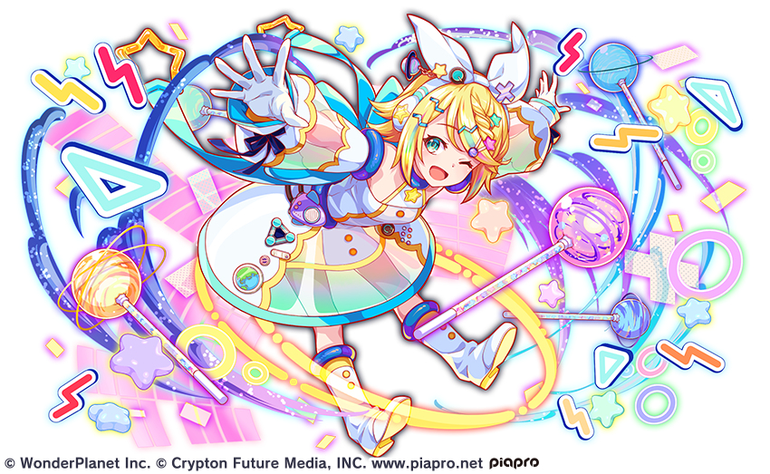 This is a pixiv picture whose title is 飴星渡る宙旅 鏡音リン.