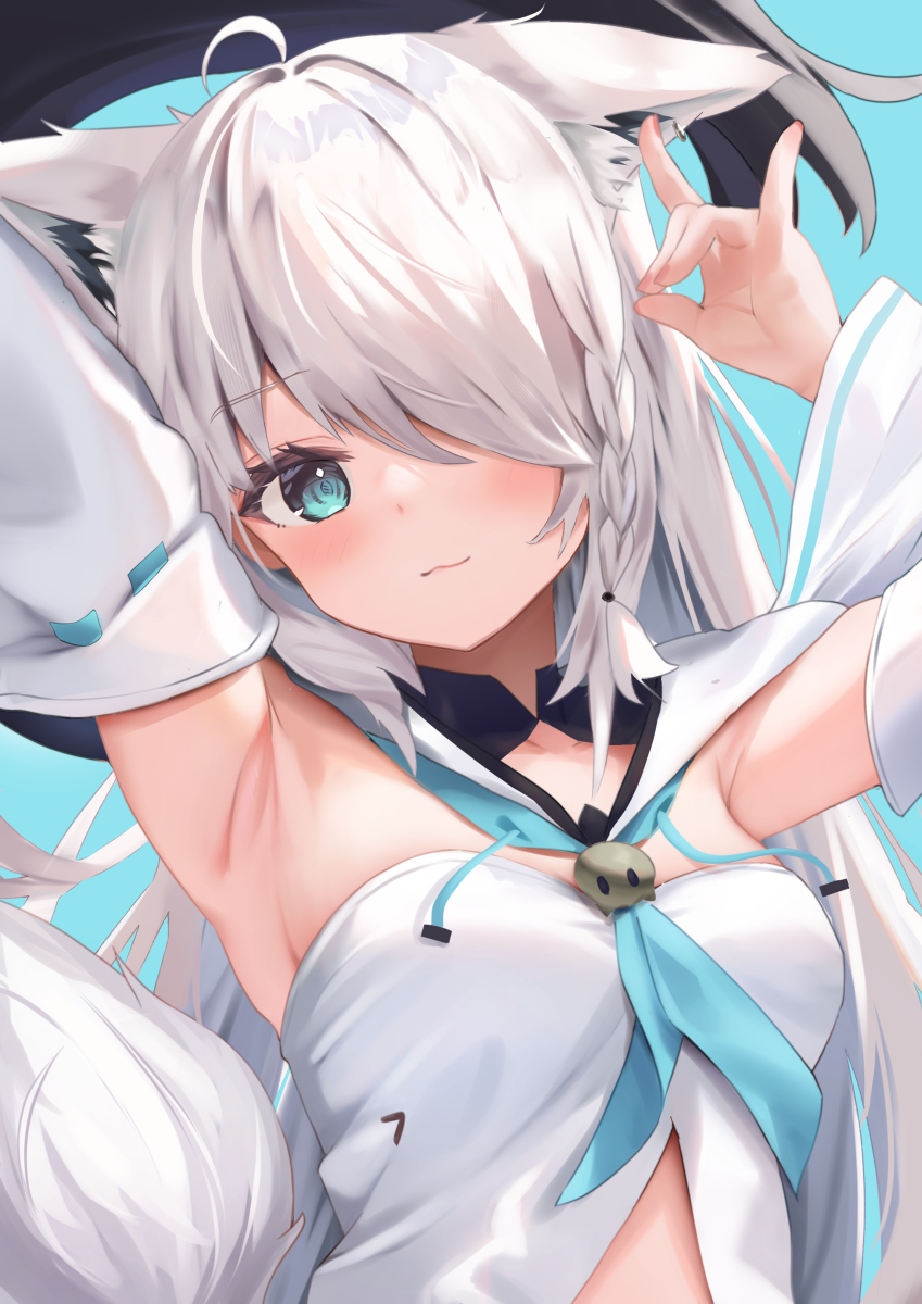 This is a pixiv picture whose title is メカクレきーつね！.