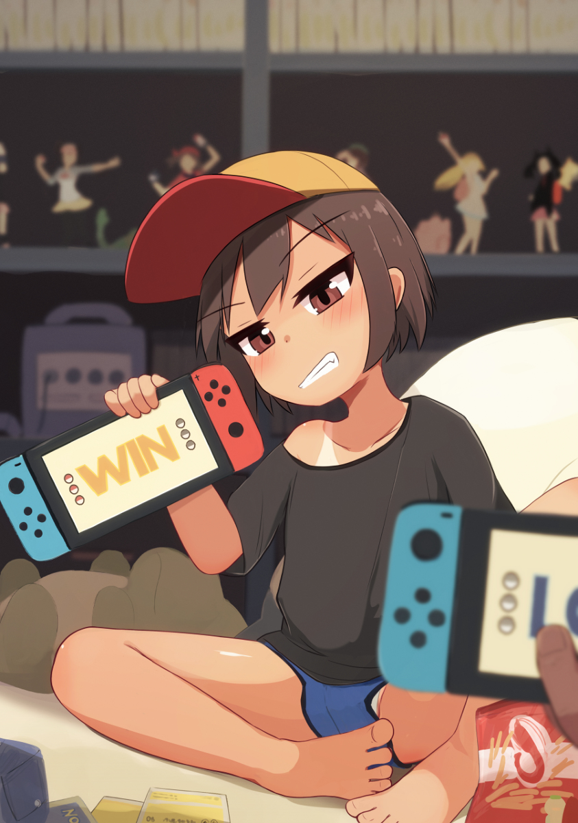 This is a pixiv picture whose title is 部屋に押しかけて来た教え子のロリにゲームでボコボコにされる.