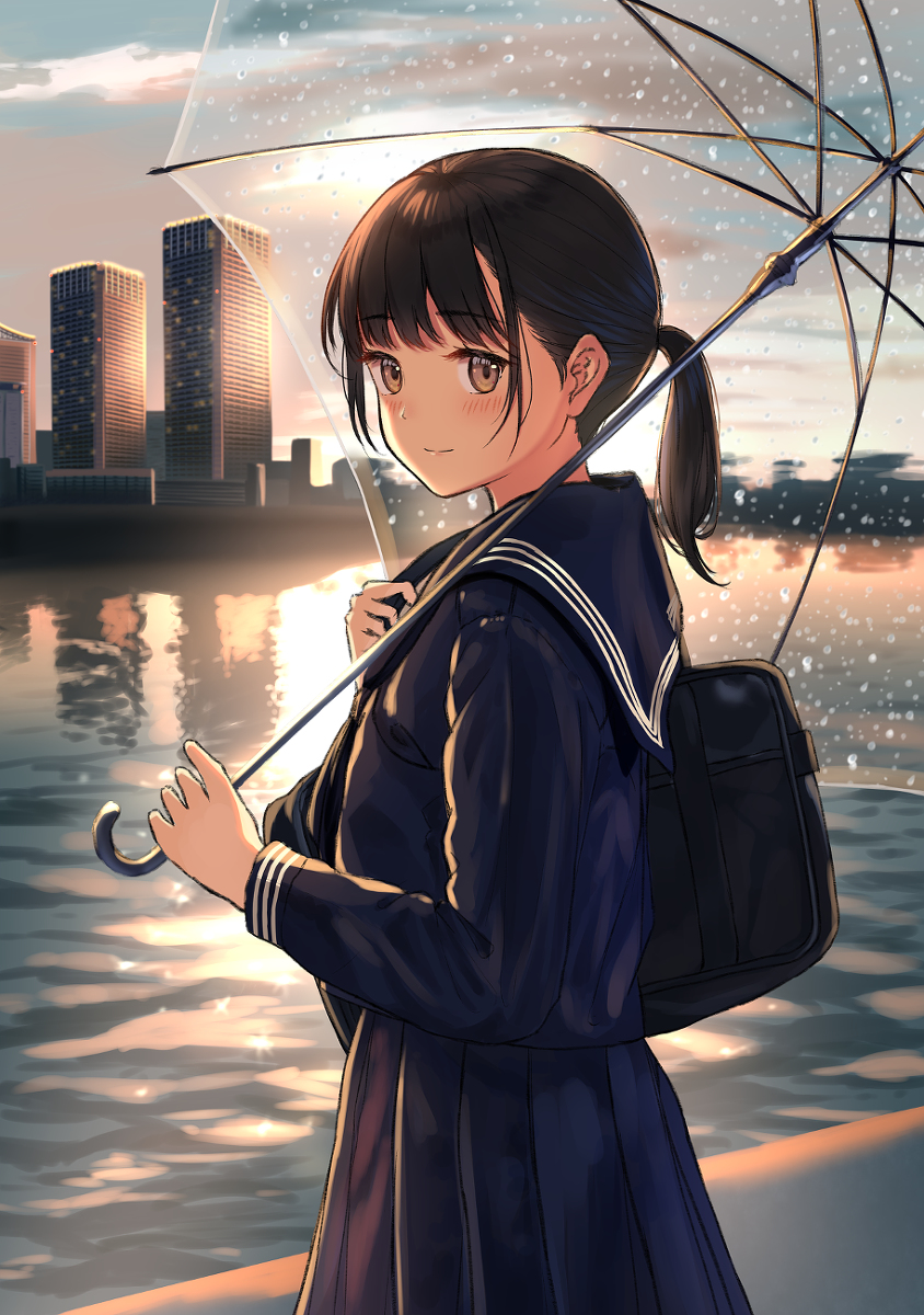 This is a pixiv picture whose title is 雨やんできたね傘.