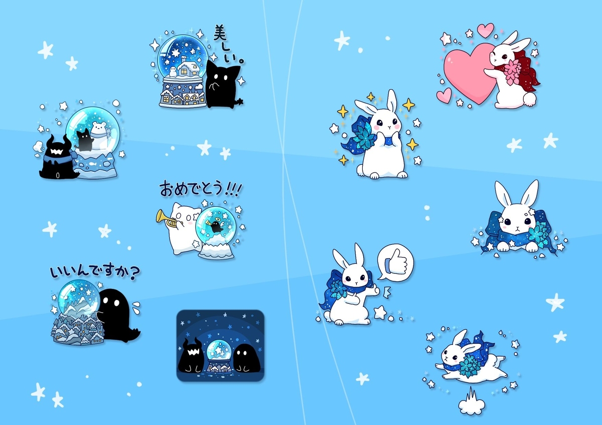 This is a pixiv picture whose title is ホシクイと宇宙スノードーム&ハナウサギのエト.