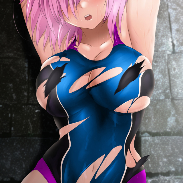 This is a pixiv picture whose title is 洞窟で囚われるマシュ.