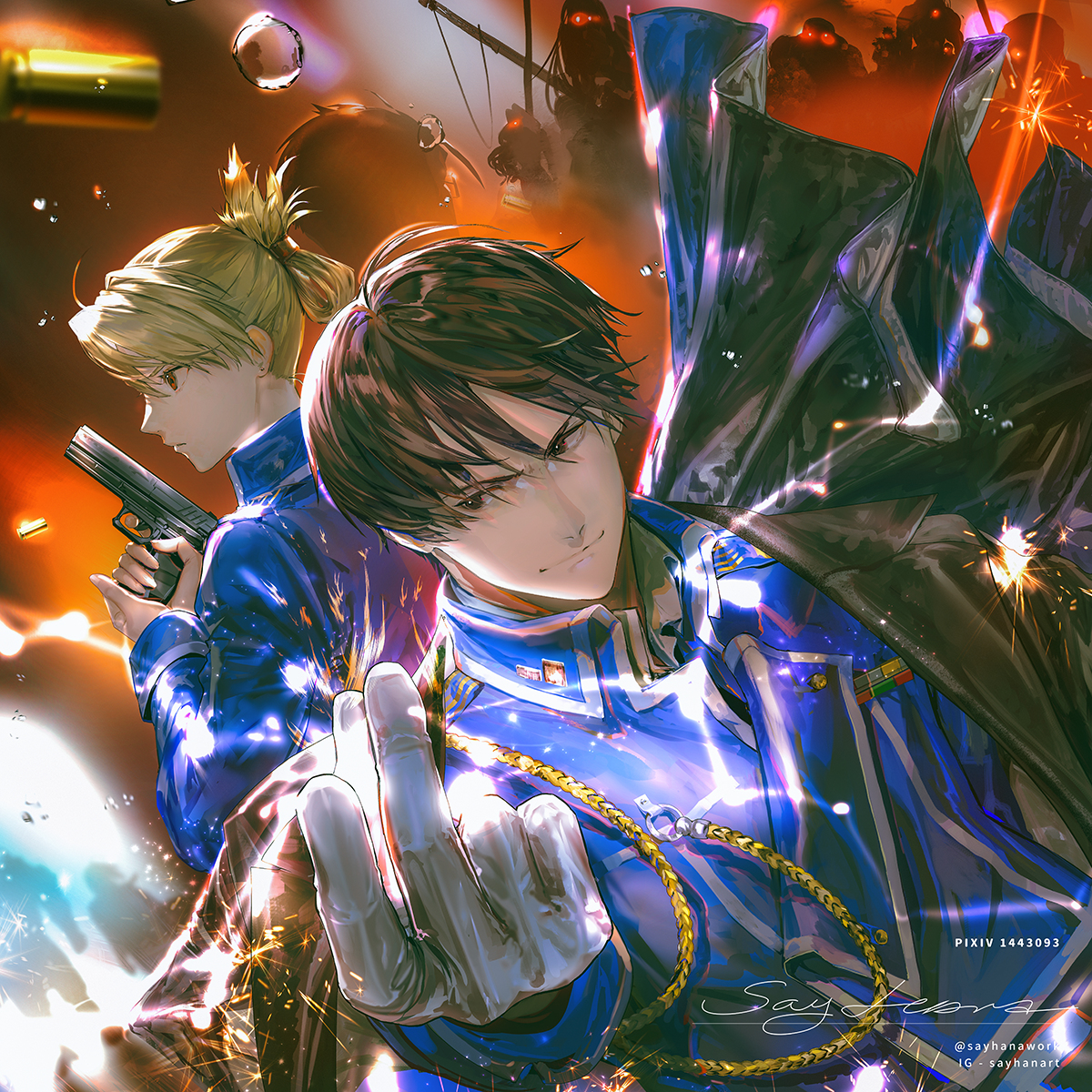 This is a pixiv picture whose title is 🤞🔥.