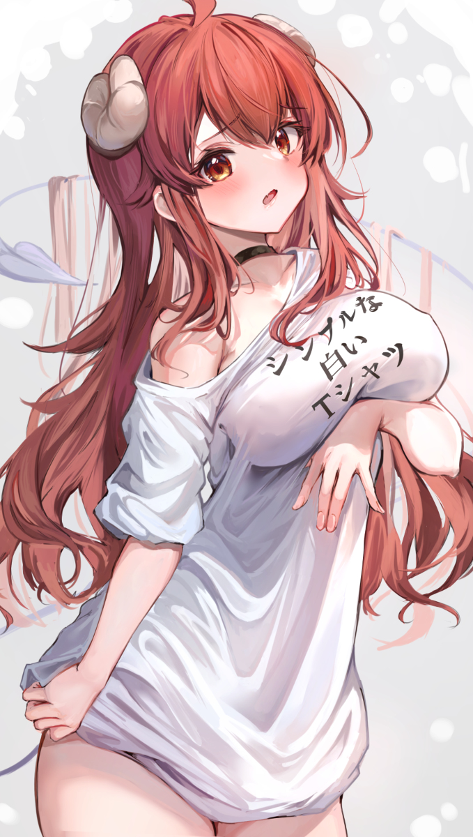 This is a pixiv picture whose title is 彼女シャツまぞく.