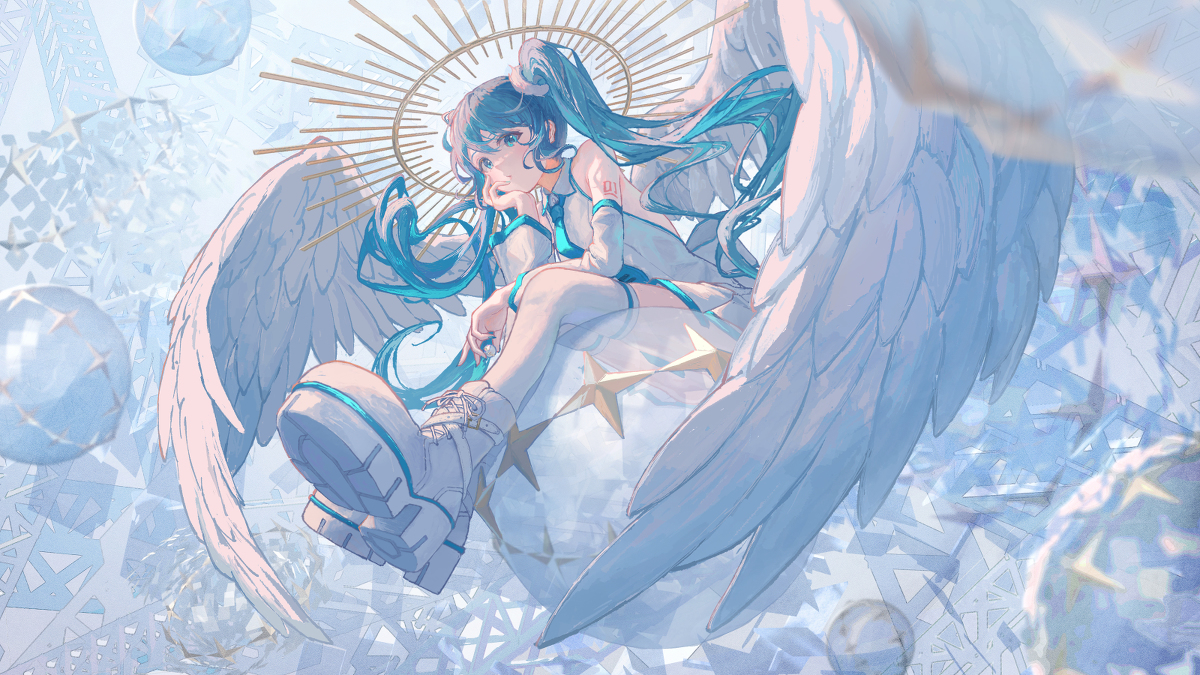 This is a pixiv picture whose title is Angel Miku.