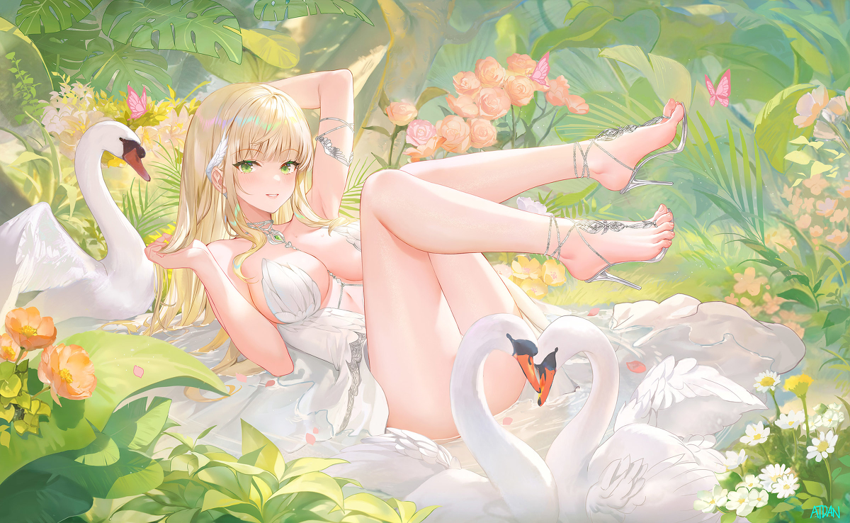 This is a pixiv picture whose title is Swans.
