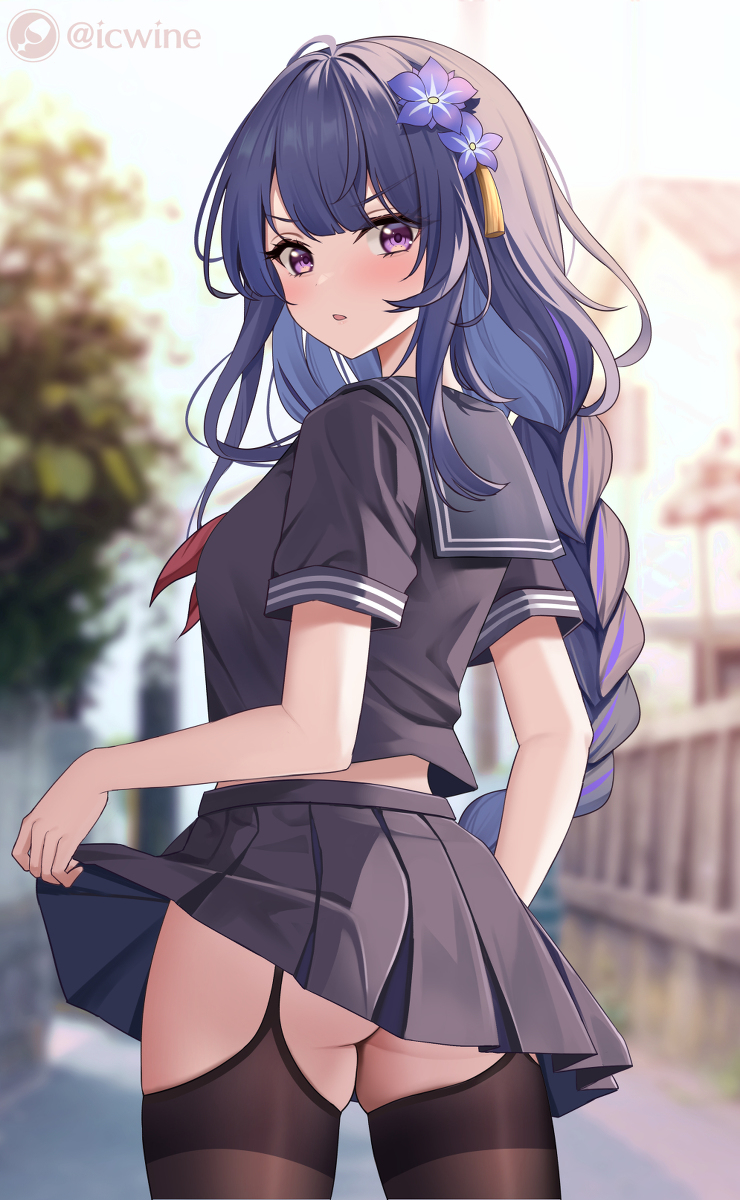 This is a pixiv picture whose title is JK雷電将軍.