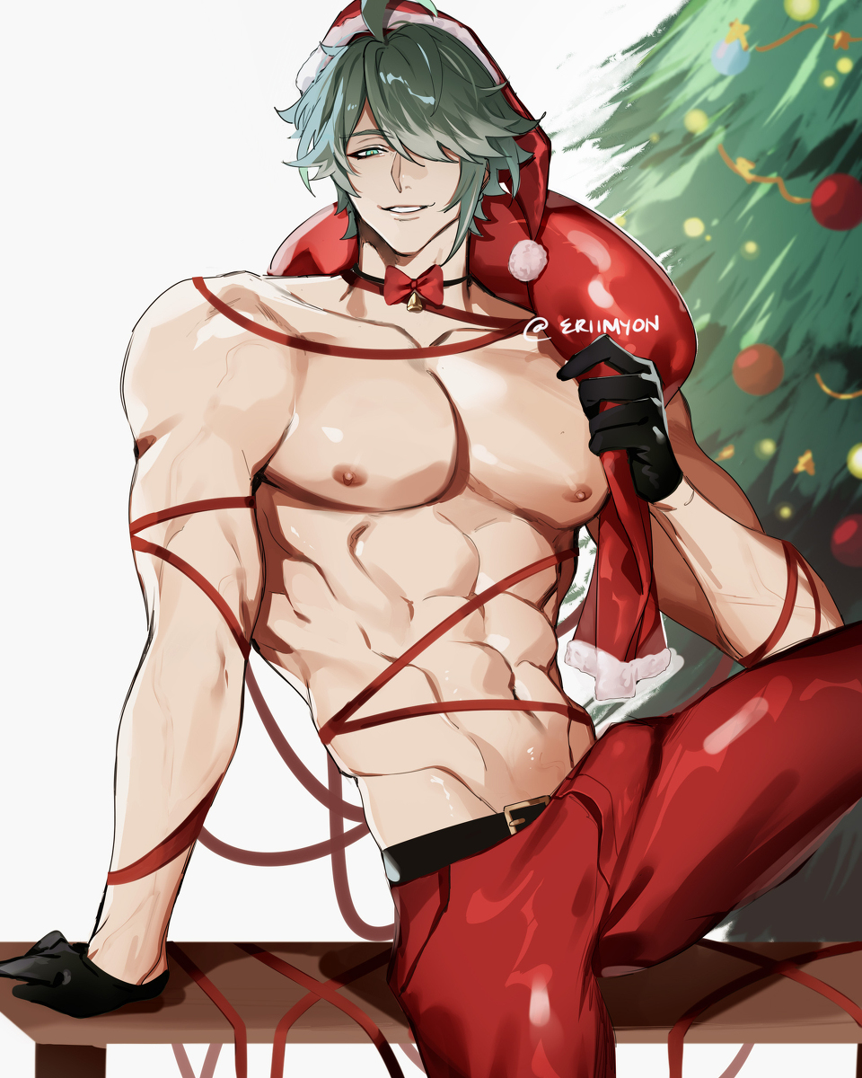 This is a pixiv picture whose title is Santa Alhaitham.