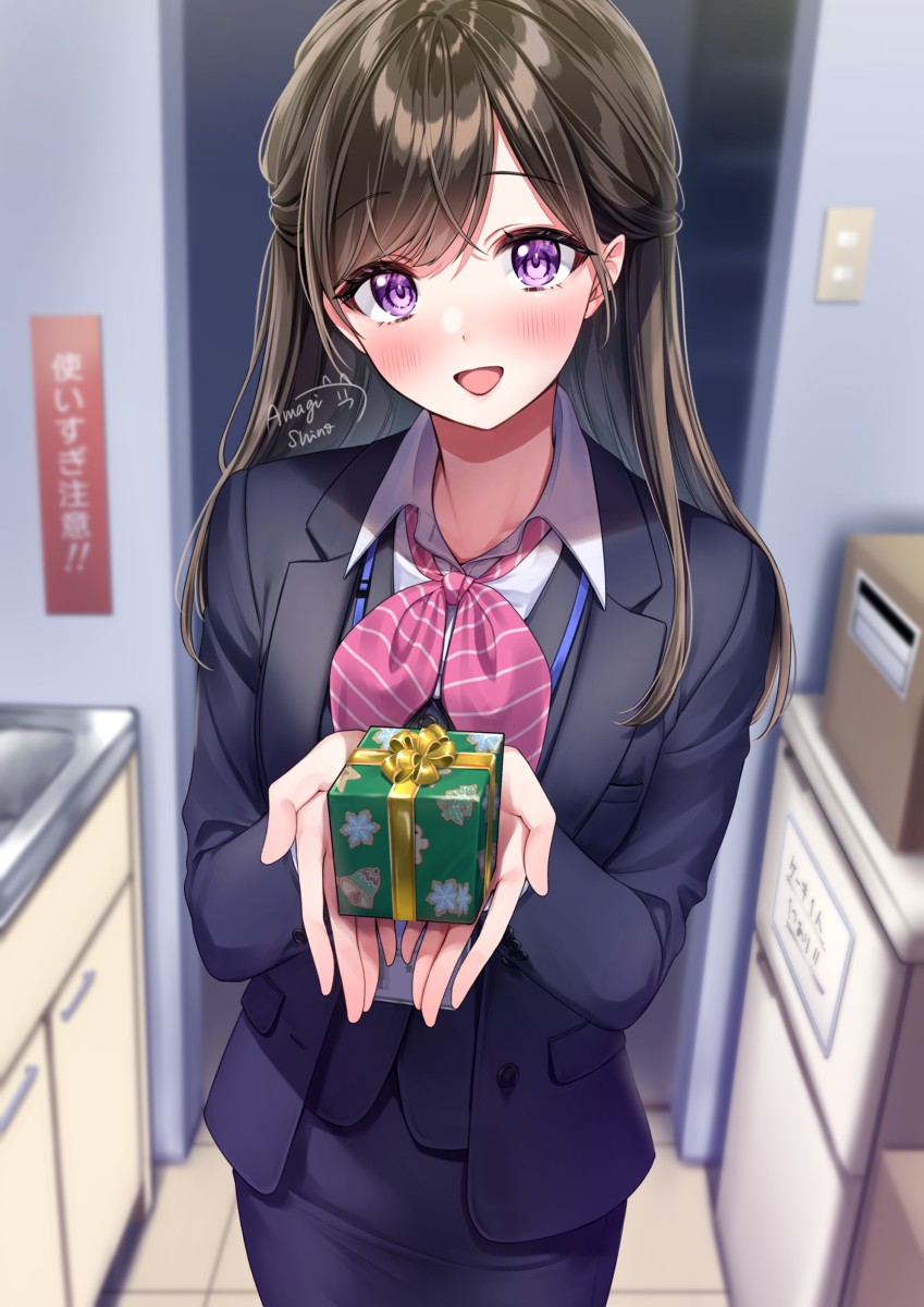 This is a pixiv picture whose title is 受付ちゃん日誌【34】🎁.