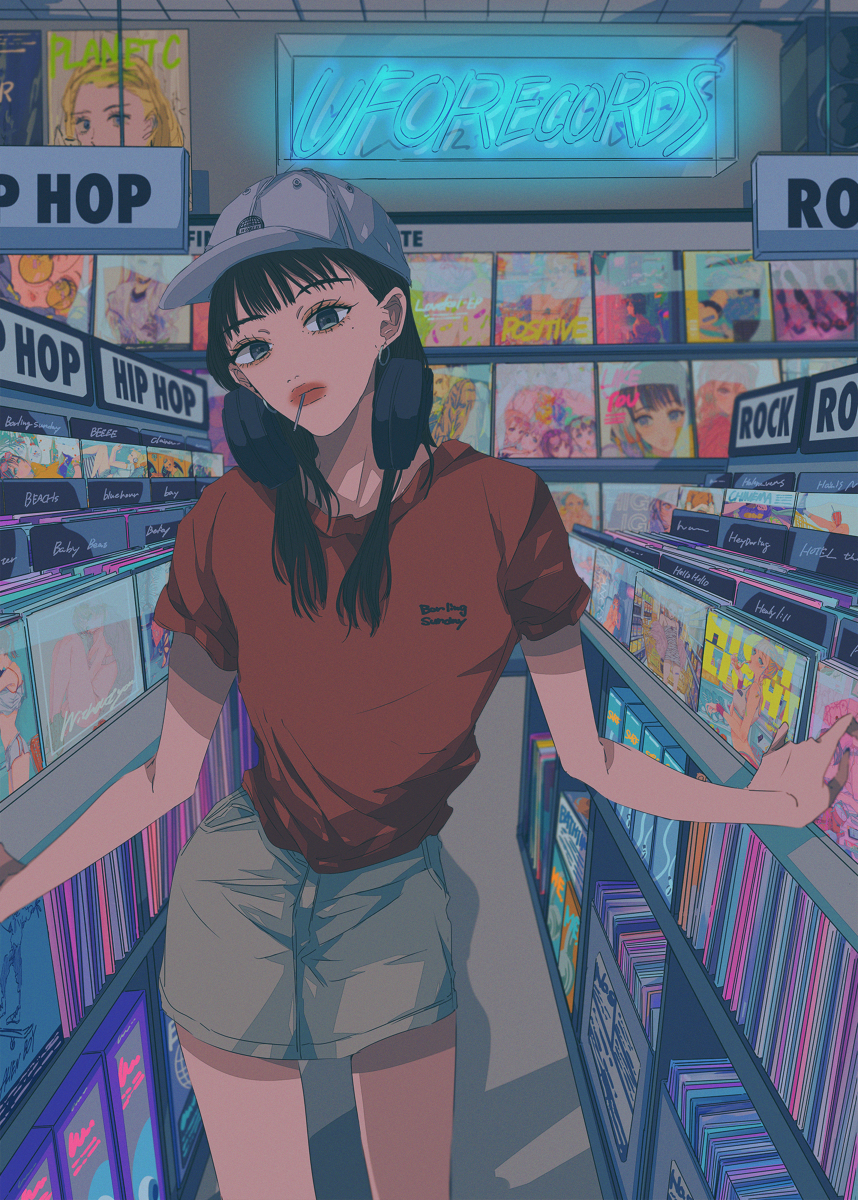 This is a pixiv picture whose title is レコードショップ.
