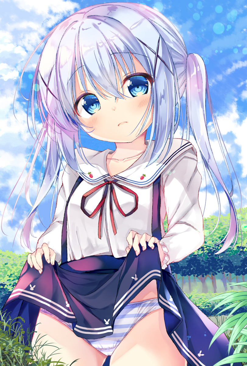 This is a pixiv picture whose title is チノちゃん！パンツ見せて！.
