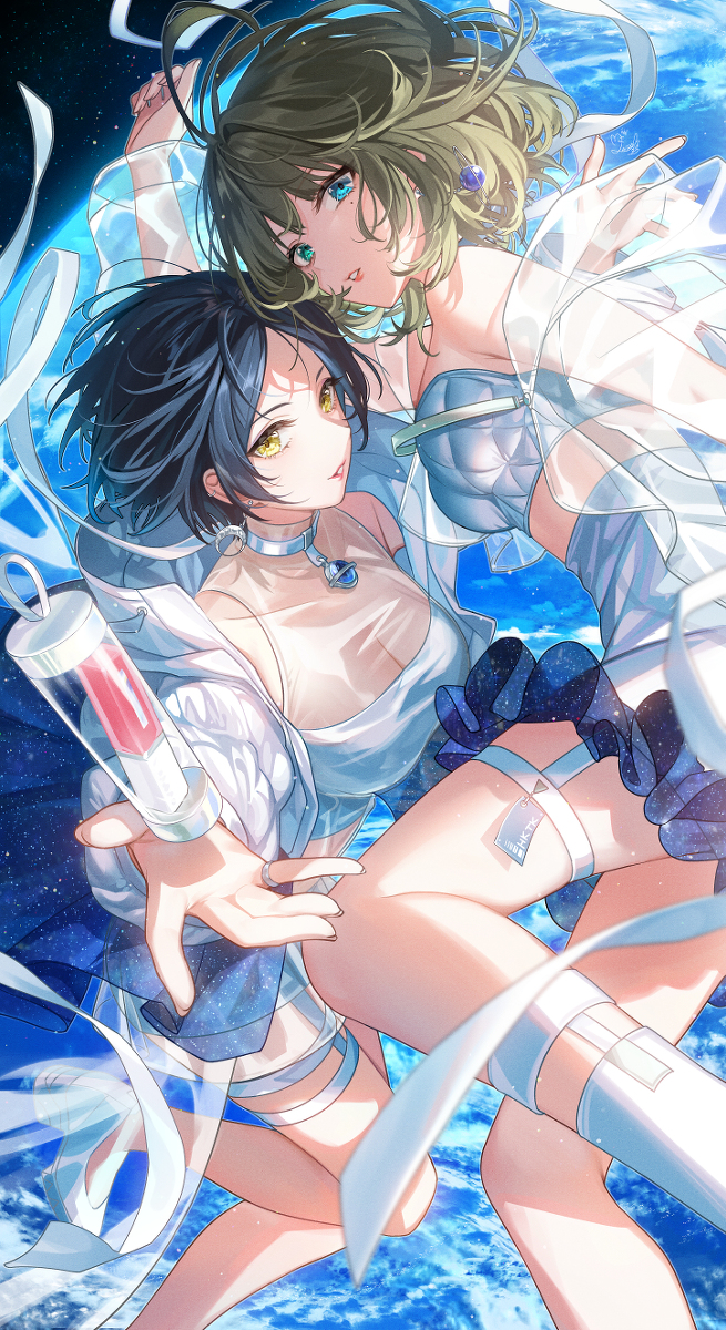 This is a pixiv picture whose title is zero gravity.