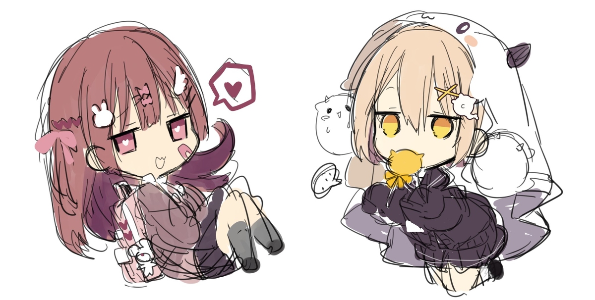 This is a pixiv picture whose title is 女子高生二人組.