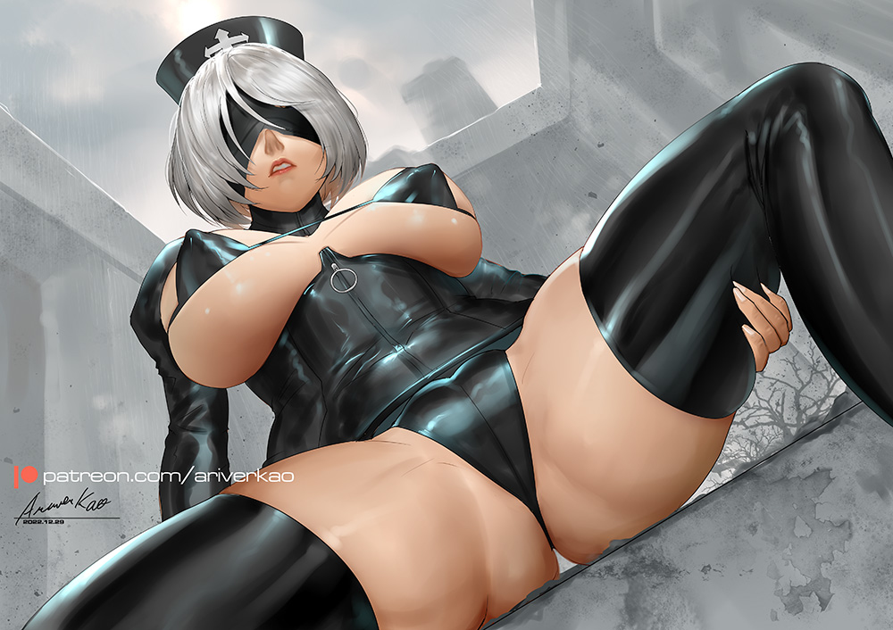 This is a pixiv picture whose title is 2B Nurse.