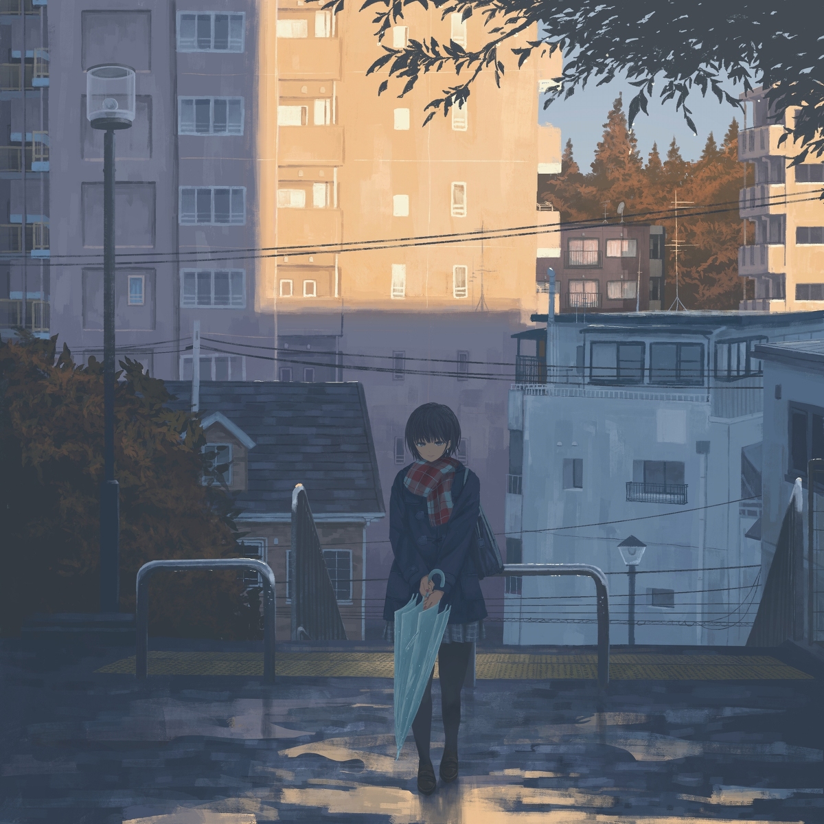 This is a pixiv picture whose title is 傘を閉じたら.