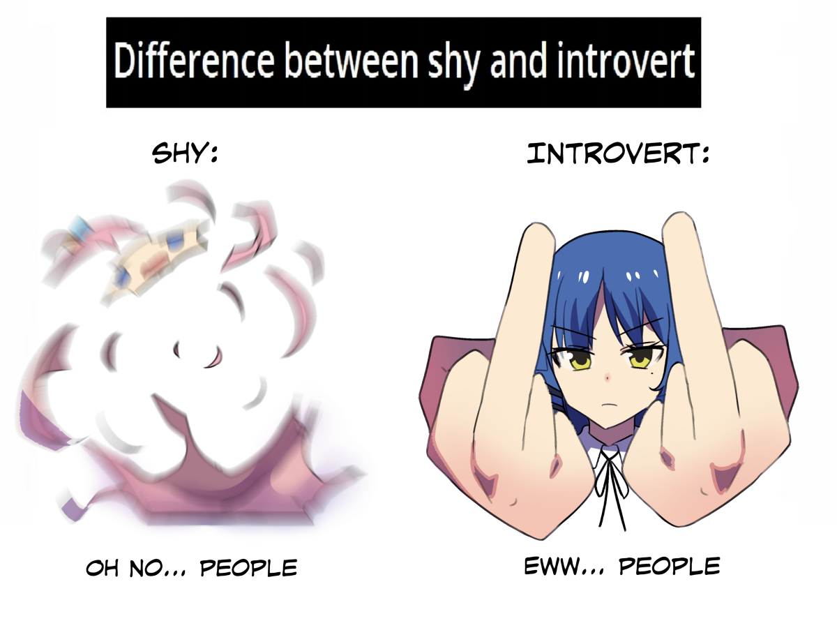 This is a pixiv picture whose title is Shy vs Introvert.